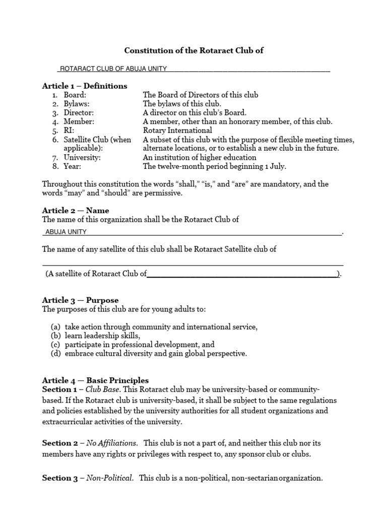 Rotaract Club Constitution Overview | PDF | Mediation | Committee