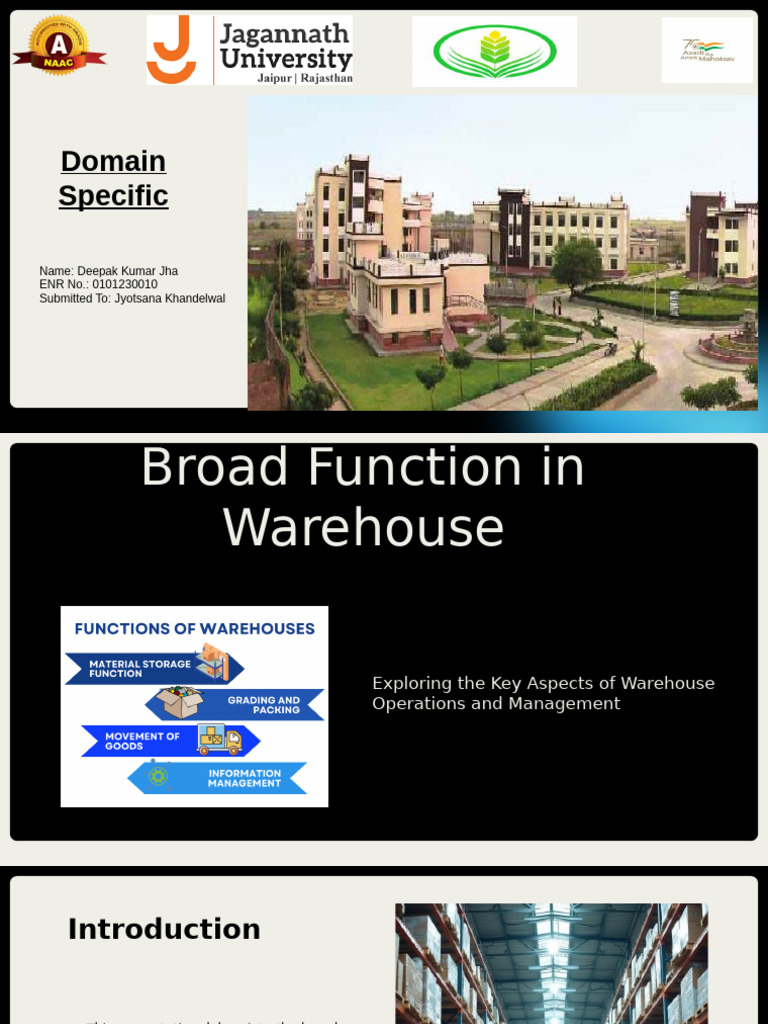 Broad Functions of Warehouse Operations | PDF | Warehouse | Logistics