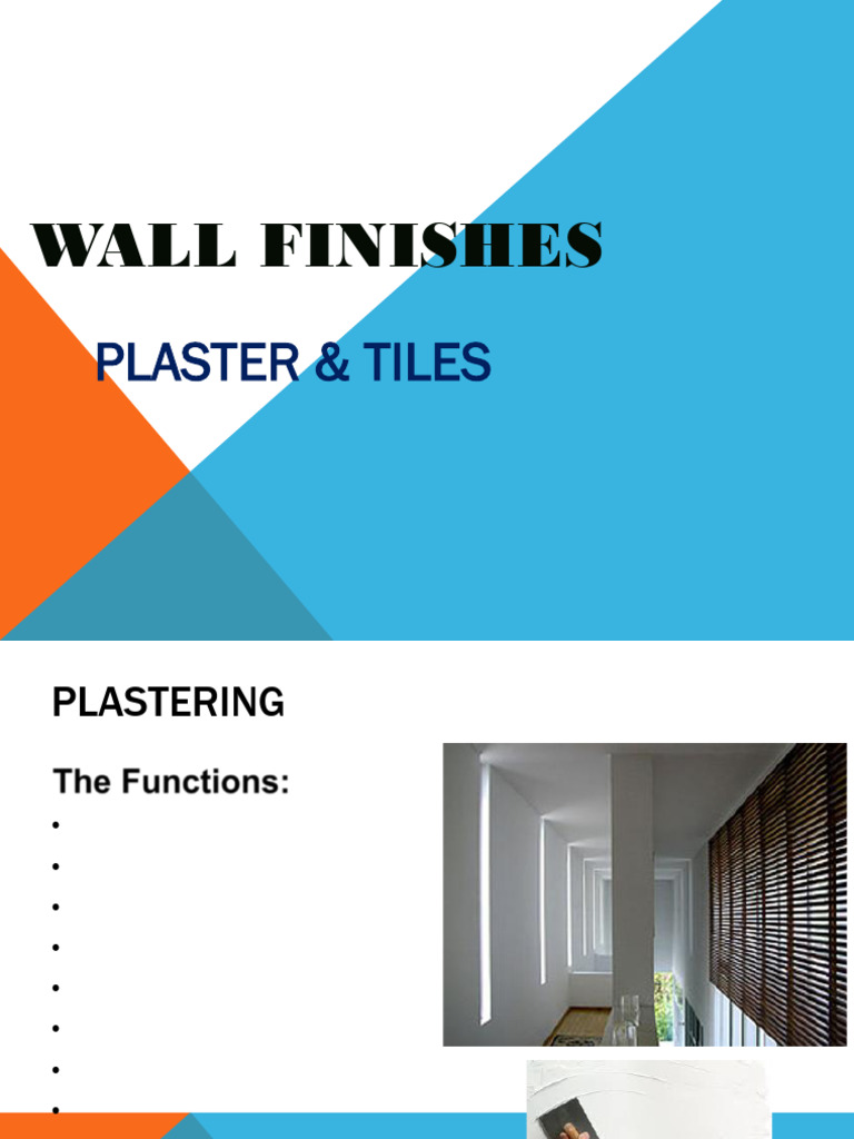 Wall Finishes, Plastering & Wall Tiling | PDF | Plaster | Tile