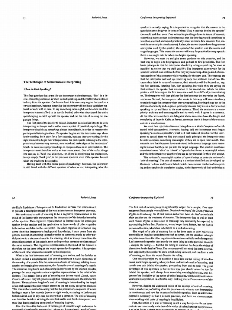 Simultaneous Interpreting Techniques | PDF | Language Interpretation ...