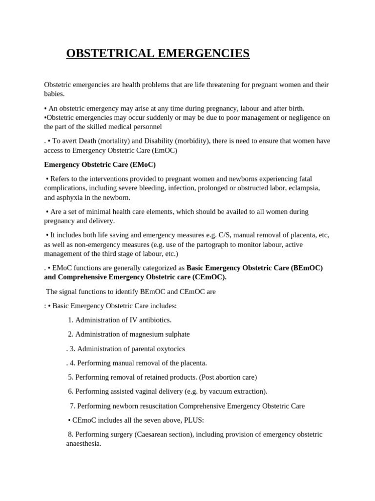 Obstetric Emergencies: Key Management Strategies | PDF | Childbirth ...