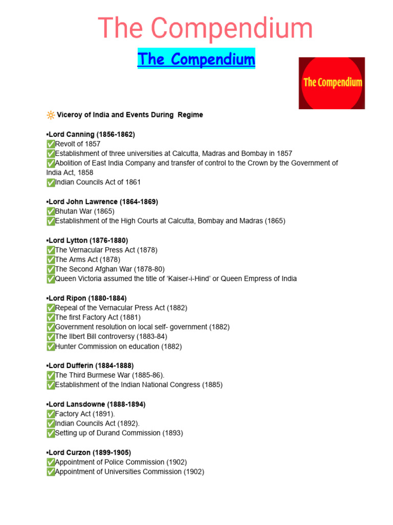 Viceroys of India: Key Events Overview | PDF | Indian Nationalism ...