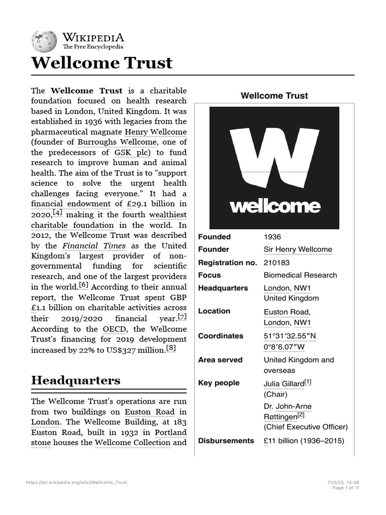 Wellcome Trust - Wikipedia | PDF