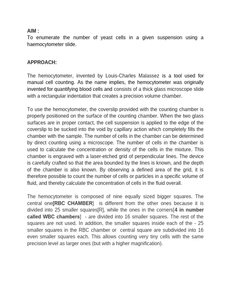 Yeast Cell Count Using Hemocytometer | PDF | Laboratory Equipment ...