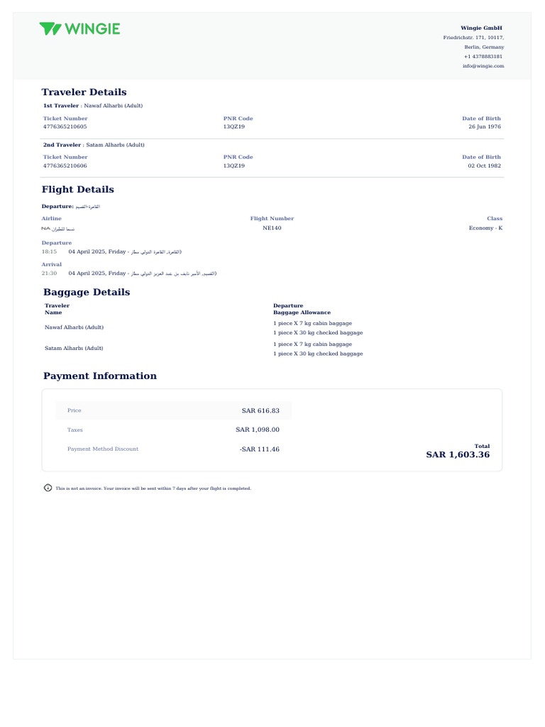 Your Flight Information 1 | PDF
