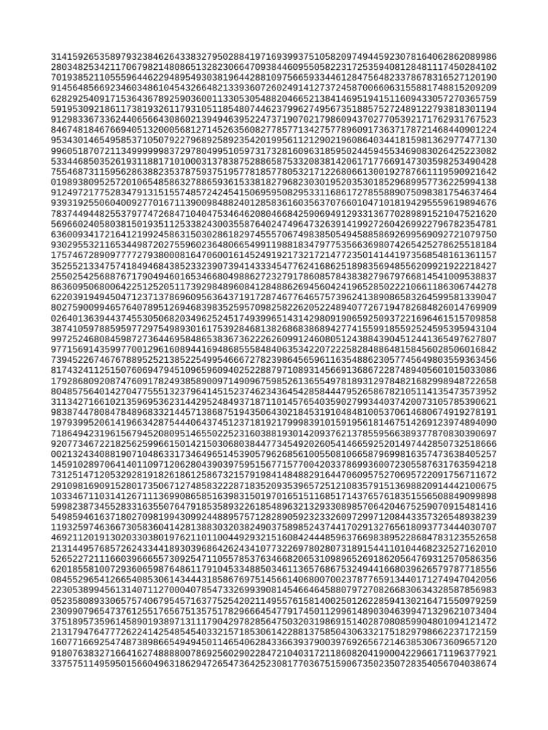 Pi 100000 Digits | PDF