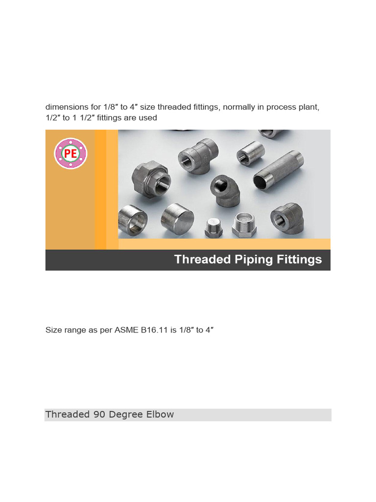 Piping Materials - Threaded Fittings | PDF | Pipe (Fluid Conveyance ...