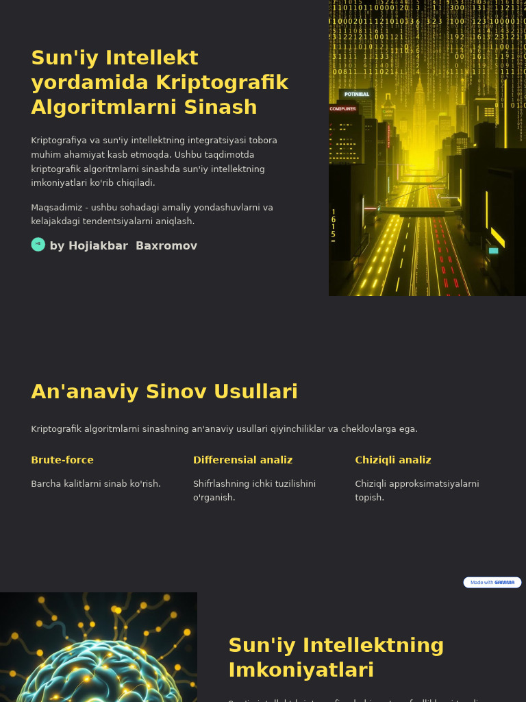 Suniy Intellekt Yordamida Kriptografik Algoritmlarni Sinash | PDF