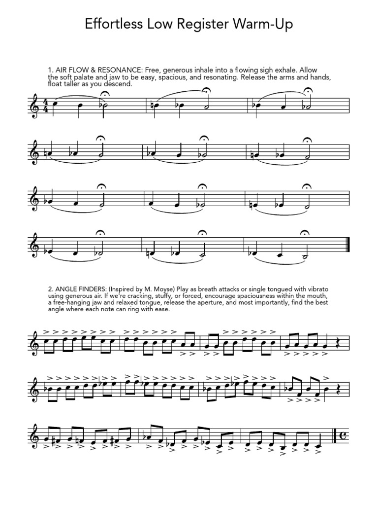 Effortless+Low+Register+Warm Up+ (12 23) | PDF