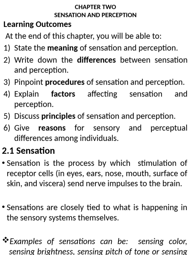Sensation and Perception Explained | PDF | Senses | Perception
