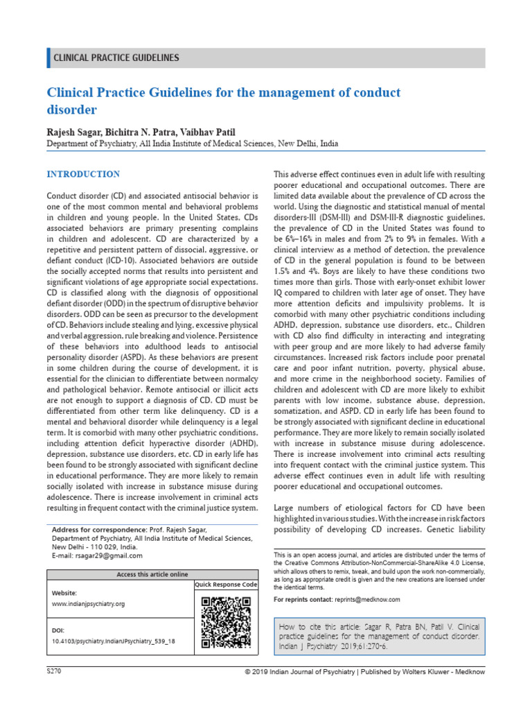 Clinical Practice Guidelines For The Management Of.14 | PDF | Attention ...