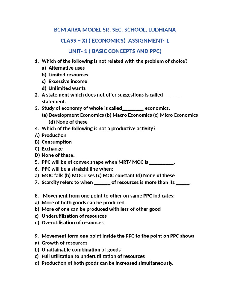 c-3245-mcqs PPC Xi | PDF | Economics | Microeconomics
