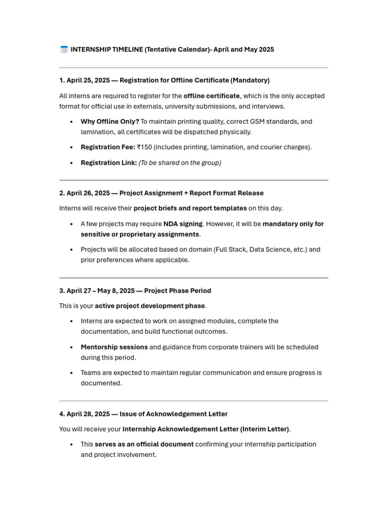 Internship Timeline: April-May 2025 | PDF | Computing