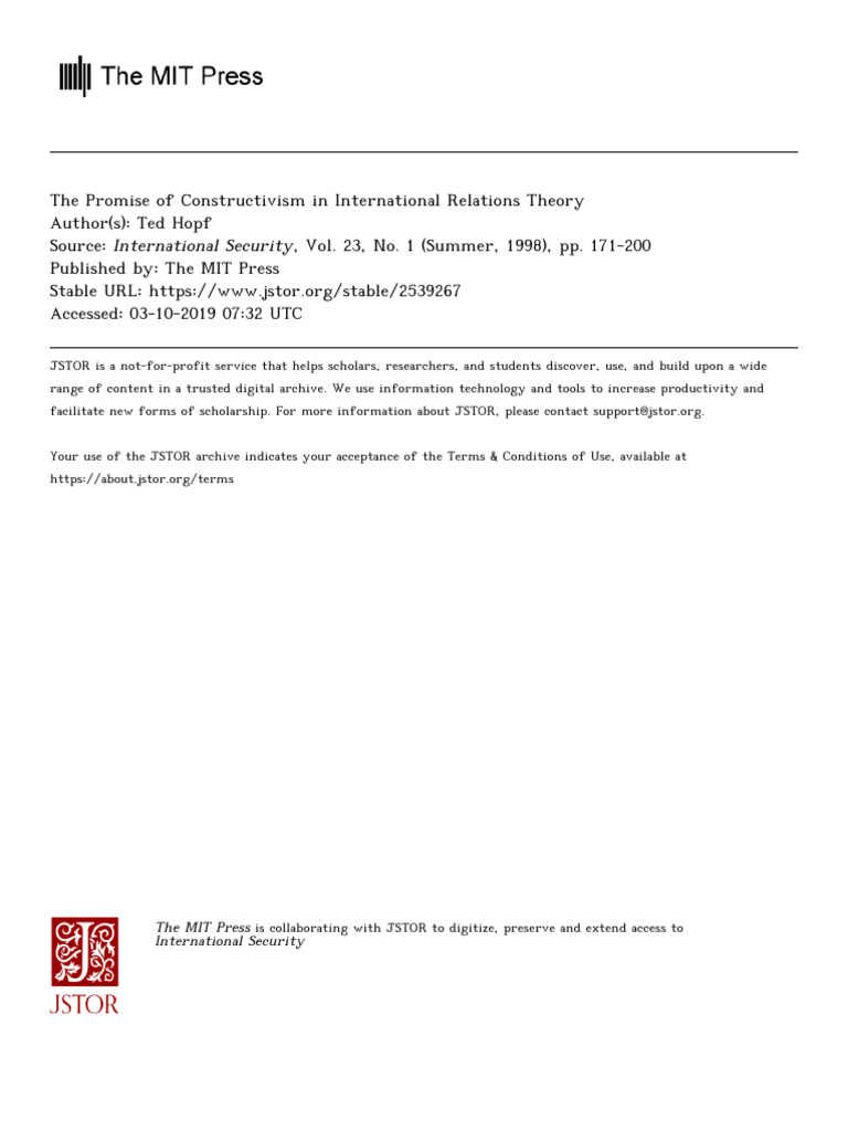 Constructivism's Role in IR Theory | PDF | Power (Social And Political ...