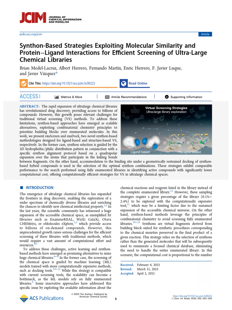 Efficient Screening of Chemical Libraries | PDF | Docking (Molecular ...