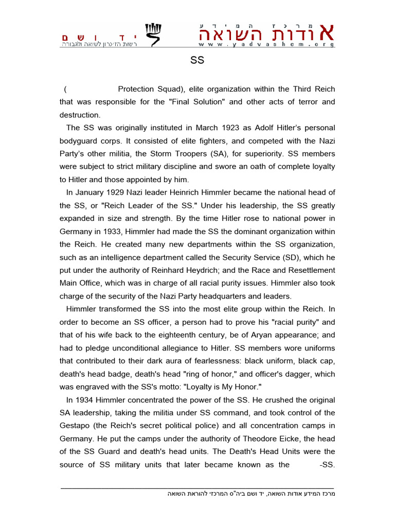 SS: Elite Force of the Third Reich | PDF | Schutzstaffel | Heinrich Himmler