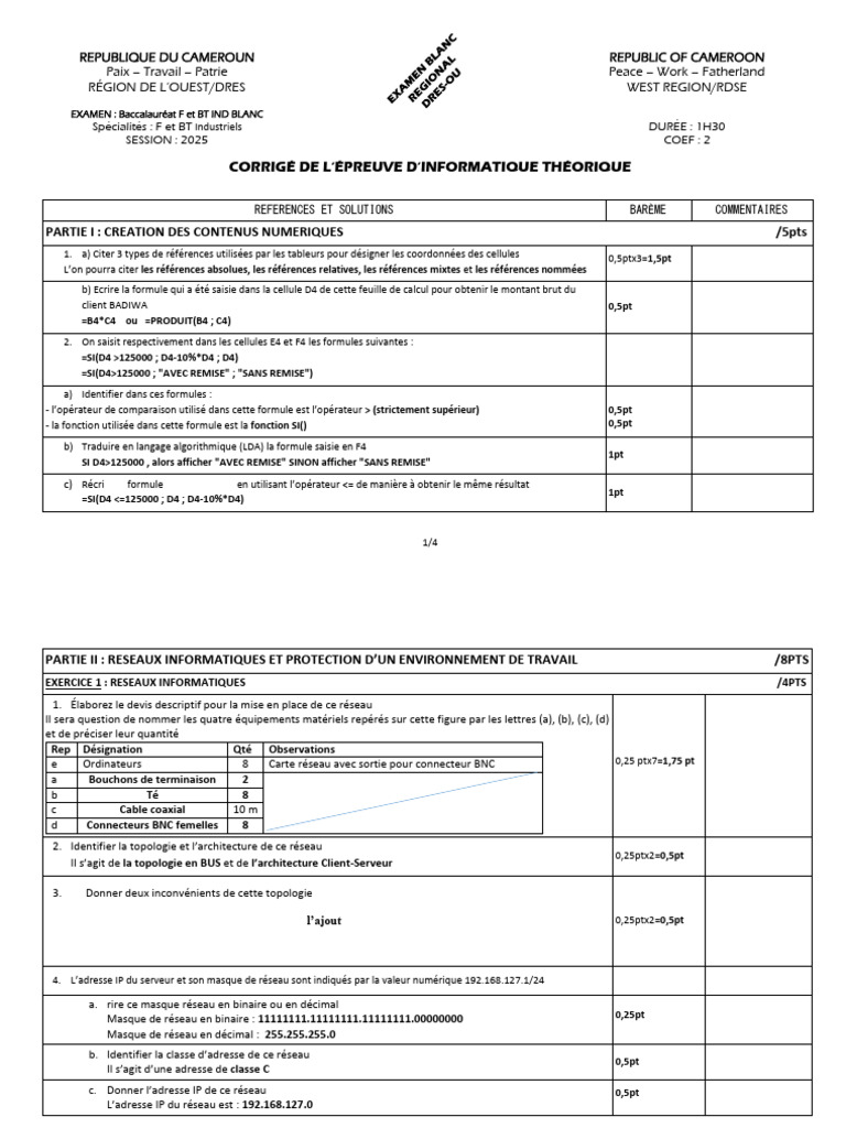 Correction Bac Informatique 2025 | PDF | Science | Mathématiques