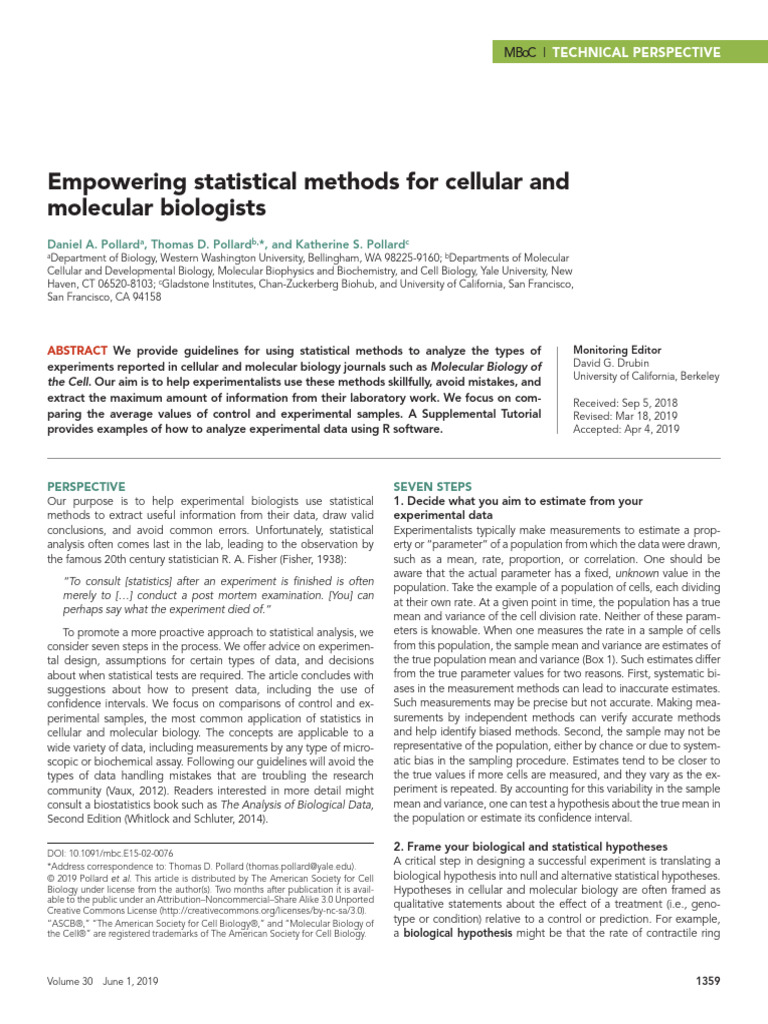 Guidelines for applying statistical methods to biology | PDF | Standard ...