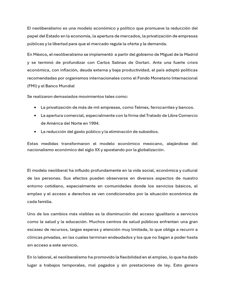 Neoliberalismo y privatización en México | PDF