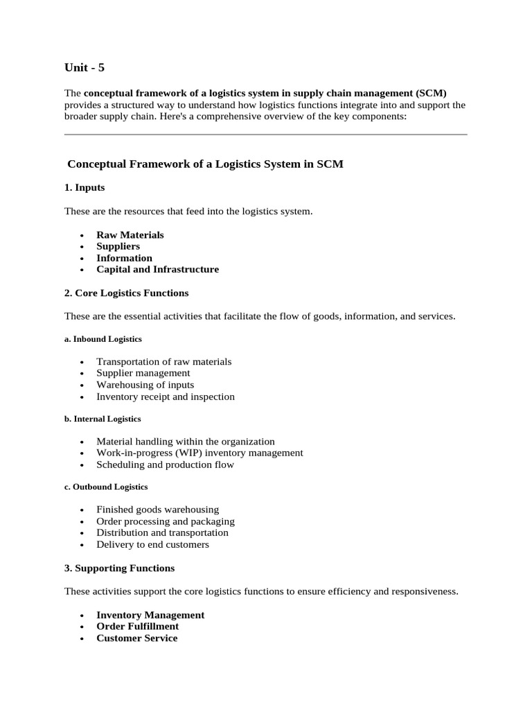 Logistics System Framework in SCM | PDF | Logistics | Supply Chain