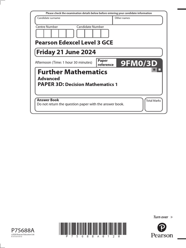 Decision Mathematics 1 Exam Paper 3D | PDF | Graph Theory | Theoretical ...