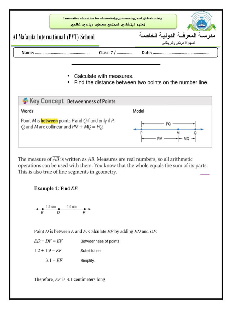 L1.2 Notes & Practice Worksheets 00 K.A | PDF | Geometry | Mathematics