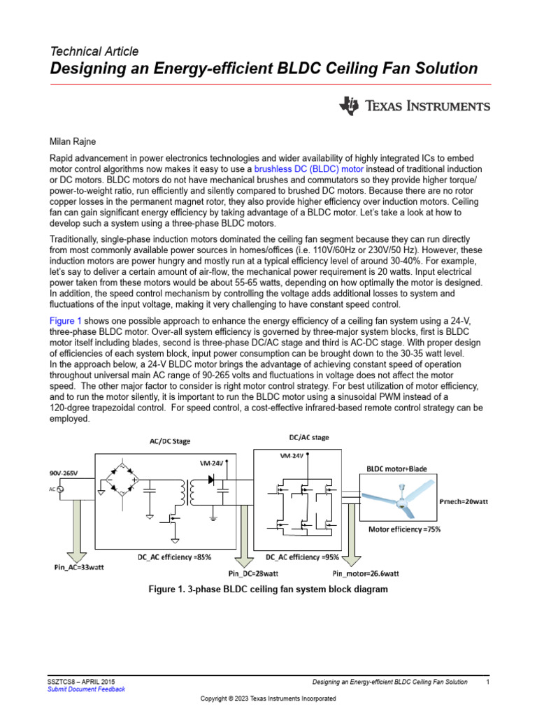 BLDC Ceiling Fan Reference Design Guide | PDF | Electric Motor ...