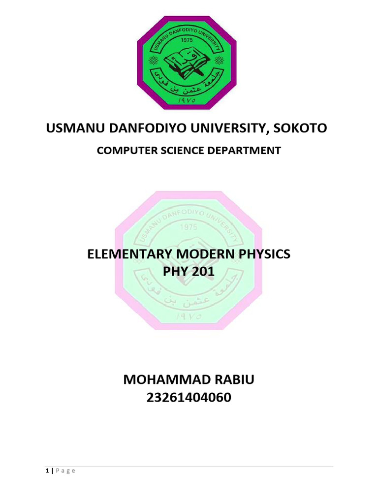 PHY 201 Elementary Modern Physics 2 | PDF | Special Relativity | Photon