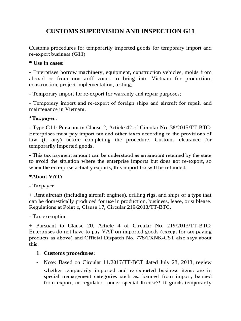 Customs Procedures for Temporary Imports | PDF | Customs | Bill Of Lading