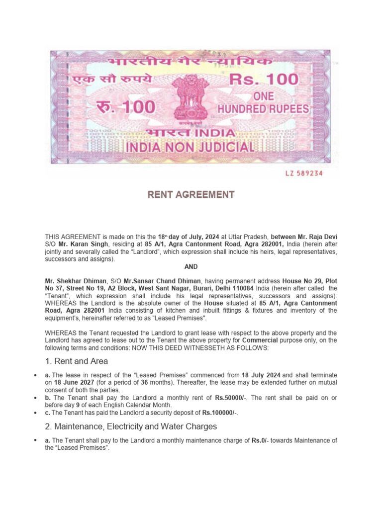 Notary Rent Agreement Template PDF | PDF | Lease | Leasehold Estate
