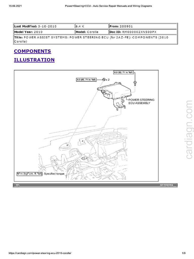 Toyota Corolla 2009-2010 Power Steering ECU | PDF