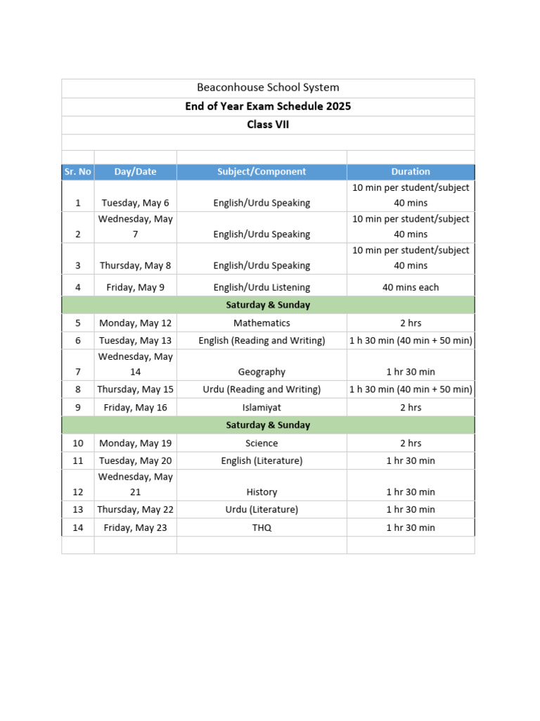 Date Sheet | PDF
