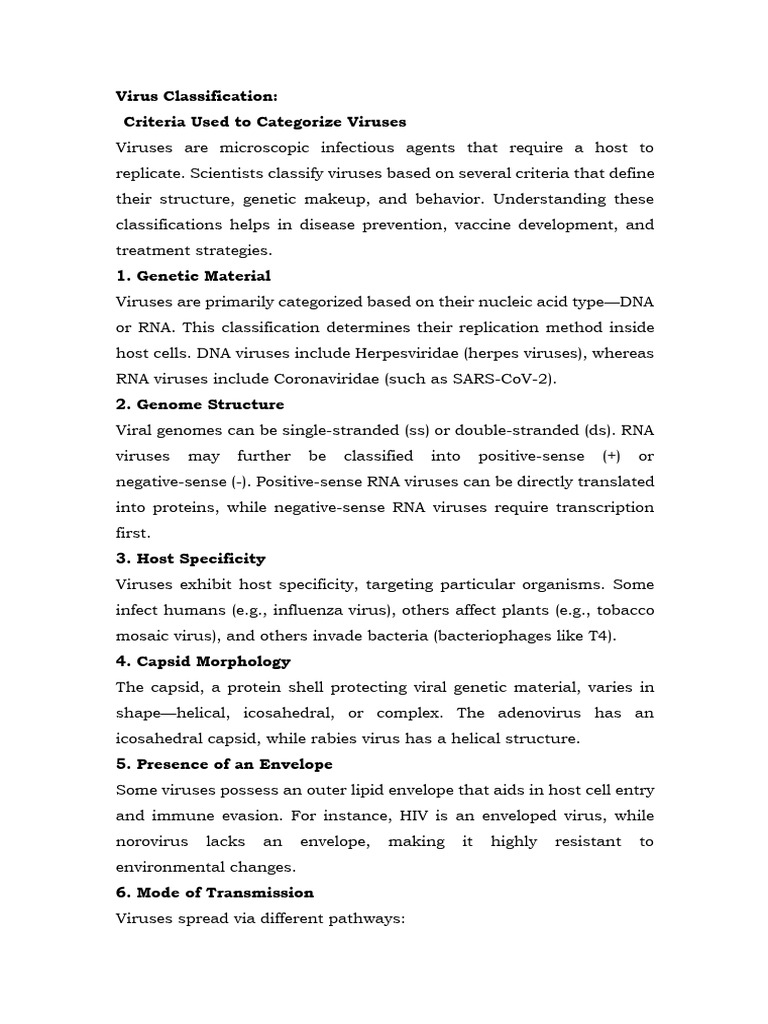 Virus Classification | PDF | Virus | Virology