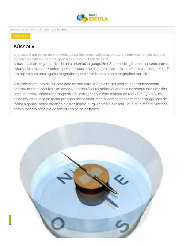 Função e História da Bússola | PDF | Bússola | Geografia
