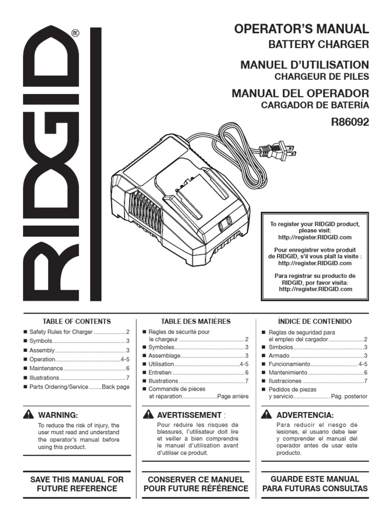 R86092 Battery Charger Operator's Manual | PDF | Battery Charger ...