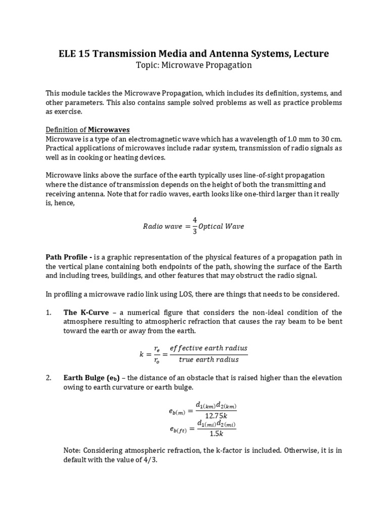 Microwave Propagation Overview and Problems | PDF | Radio Propagation ...