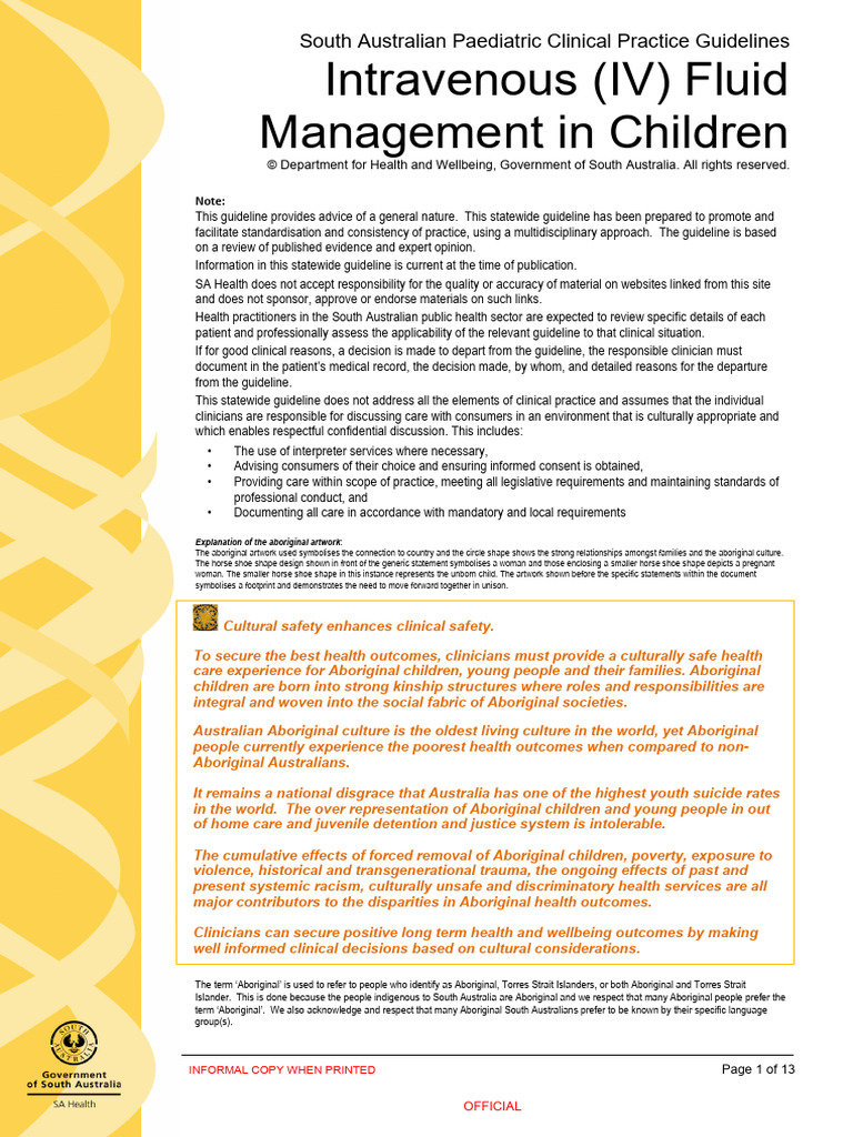 IV Fluid Management Guidelines for Children | PDF | Intravenous Therapy ...