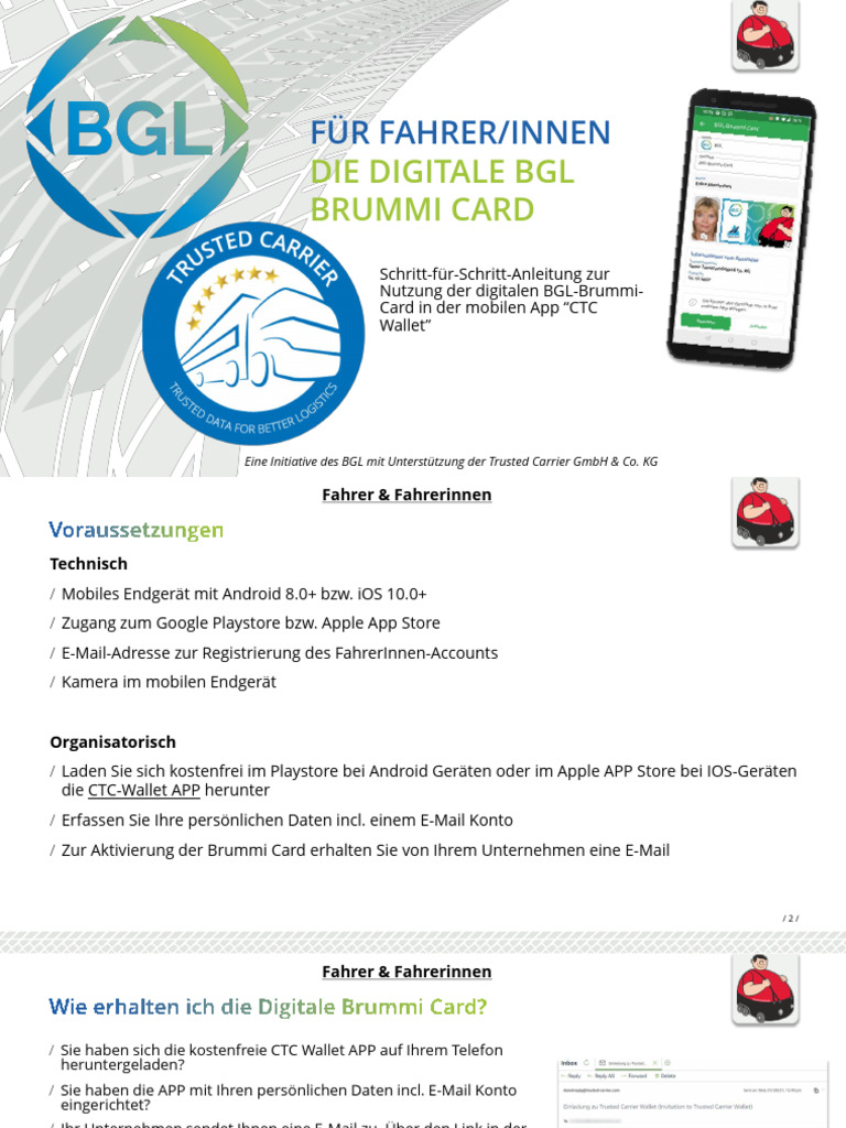 Erste Schritte CTC Wallet App Brummi Card FAHRER v2 | PDF