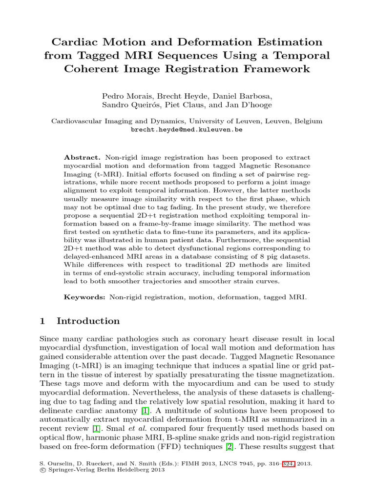 Cardiac Motion and Deformation Estimation From Tagged MRI Sequences ...