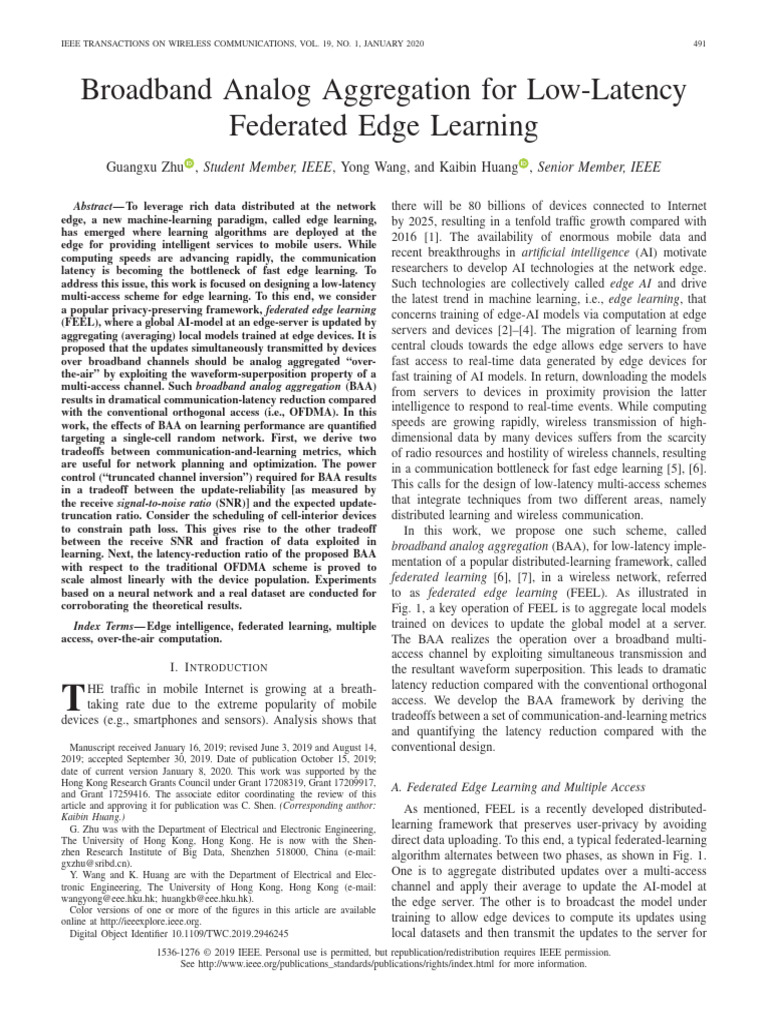 Low-Latency Federated Edge Learning | PDF | Orthogonal Frequency ...