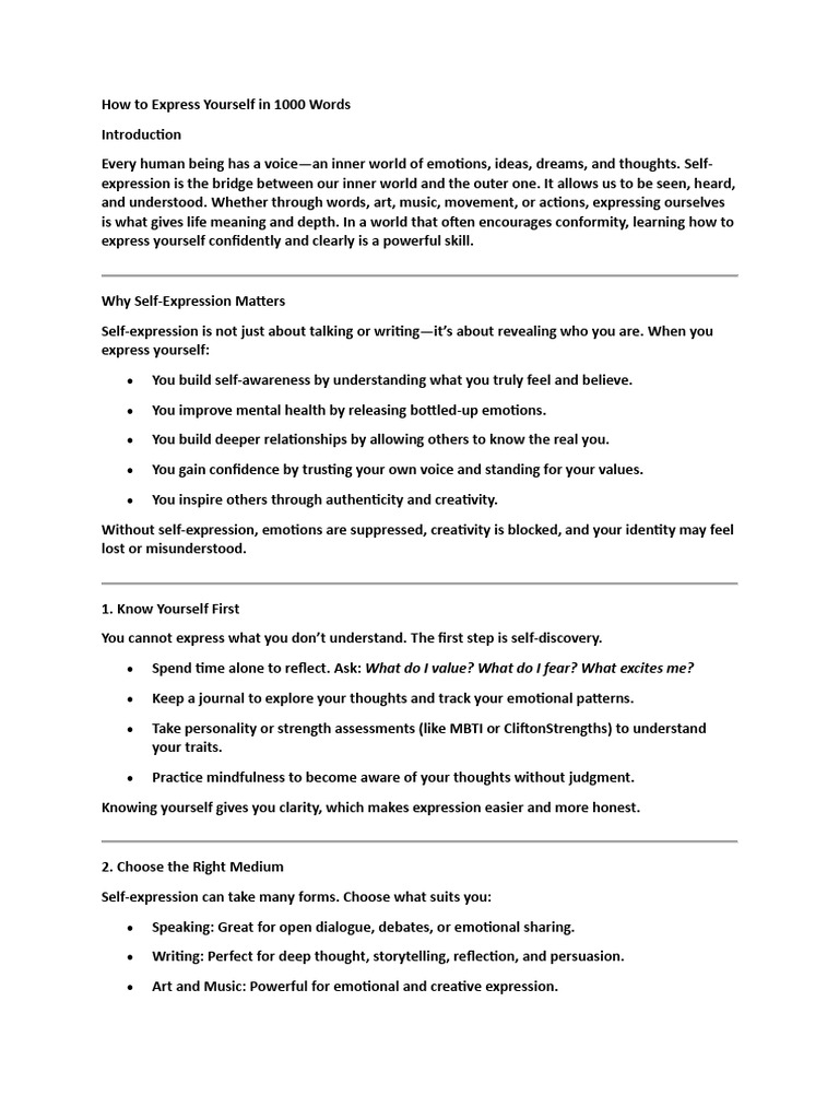 Mastering Self-Expression Techniques | PDF | Thought | Creativity