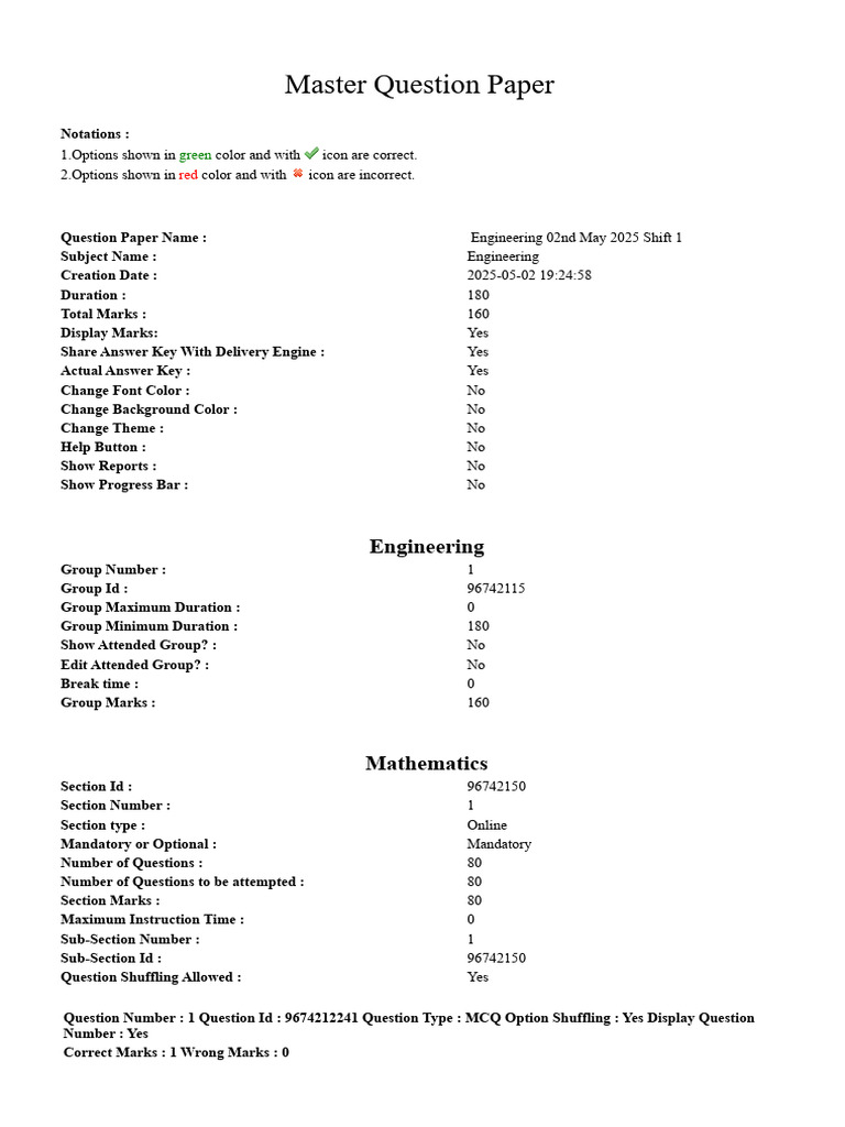 Engineering Exam Question Paper 2025 | PDF | Multiple Choice ...