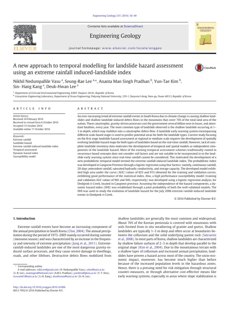 A New Approach To Temporal Modelling For Landslide Hazard Assessment ...