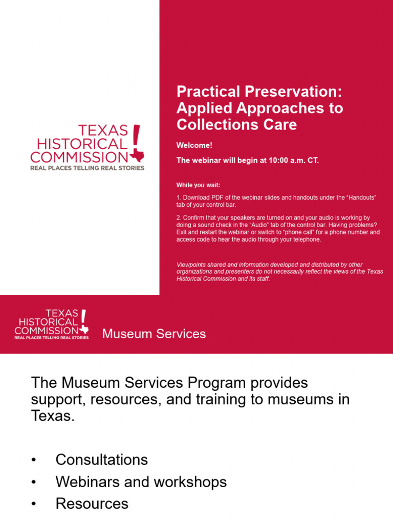 Collections Care Webinar Slides | PDF | Museum