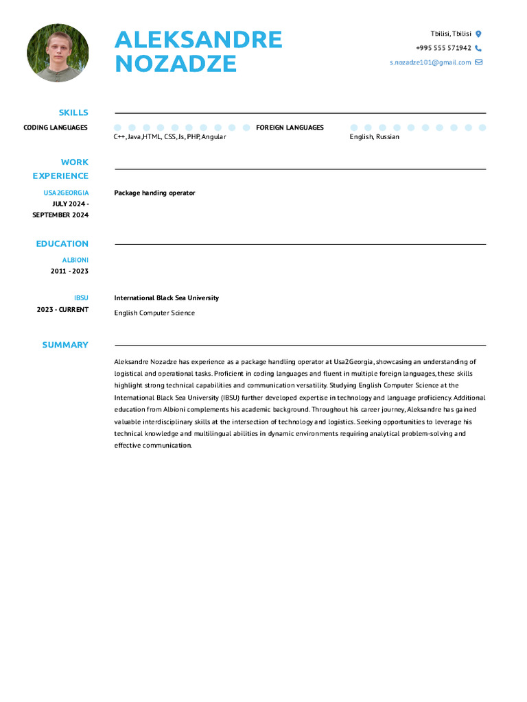 Aleksandre Nozadze Resume | PDF