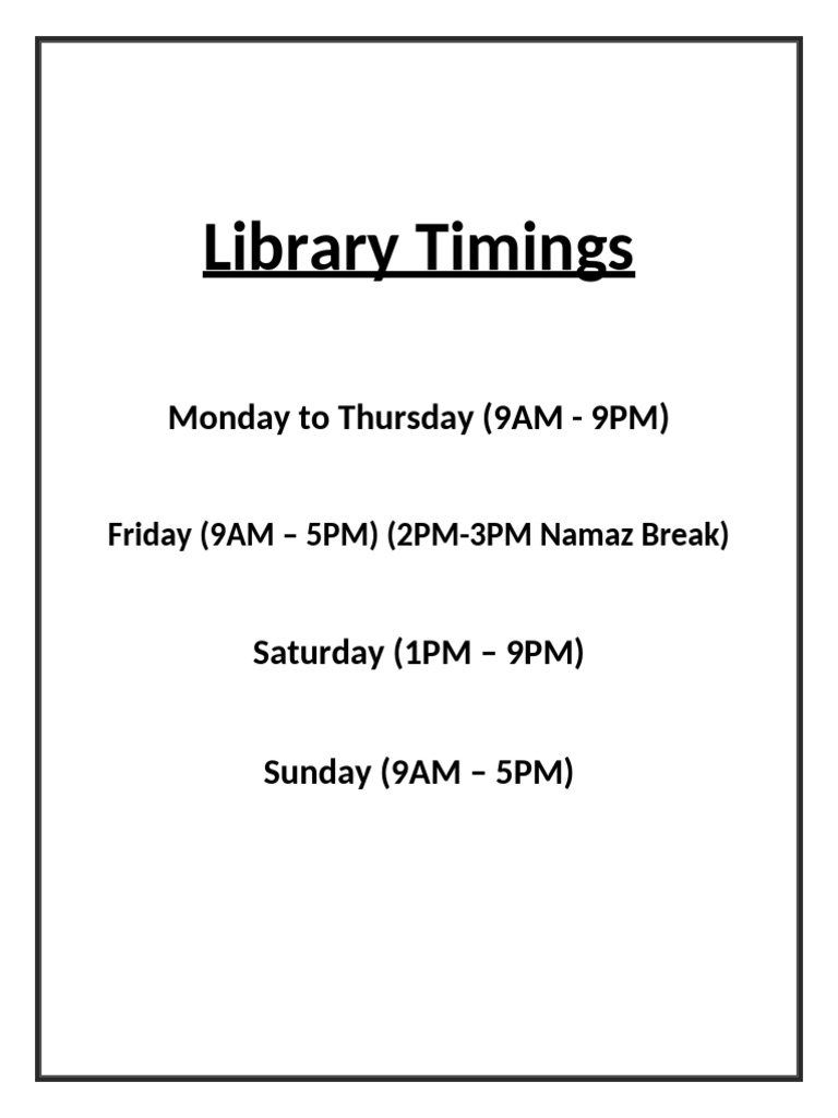 Library Timings | PDF