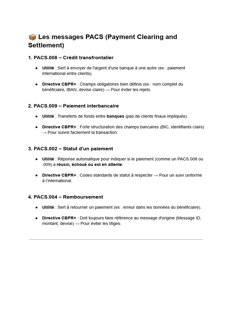 Messages PACS et CAMT : Utilités et Normes | PDF | Banques | Services ...