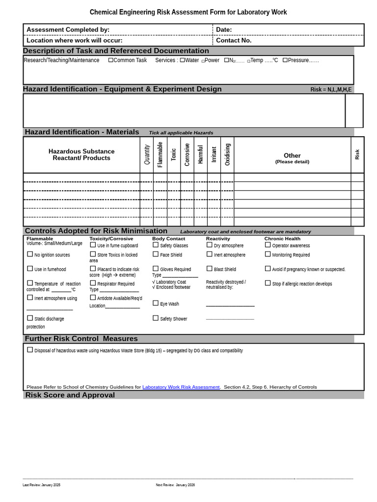Risk Assessment Form Template | PDF | Toxicity | Risk