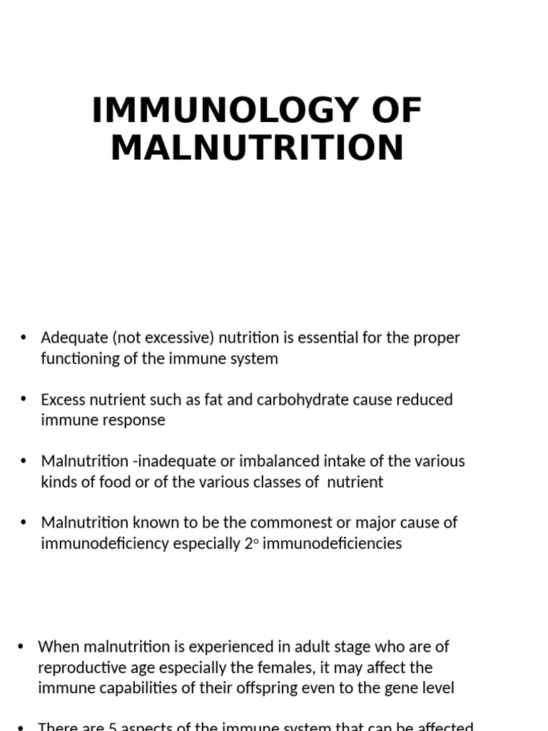 Immunology of Malnutrition | PDF | Immune System | Lymphocyte