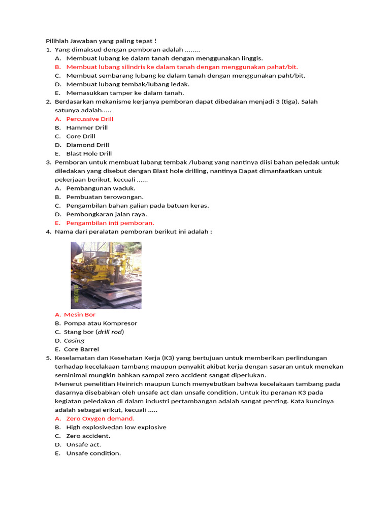 Bank Soal T Peledakan Dan T Pemboran | PDF